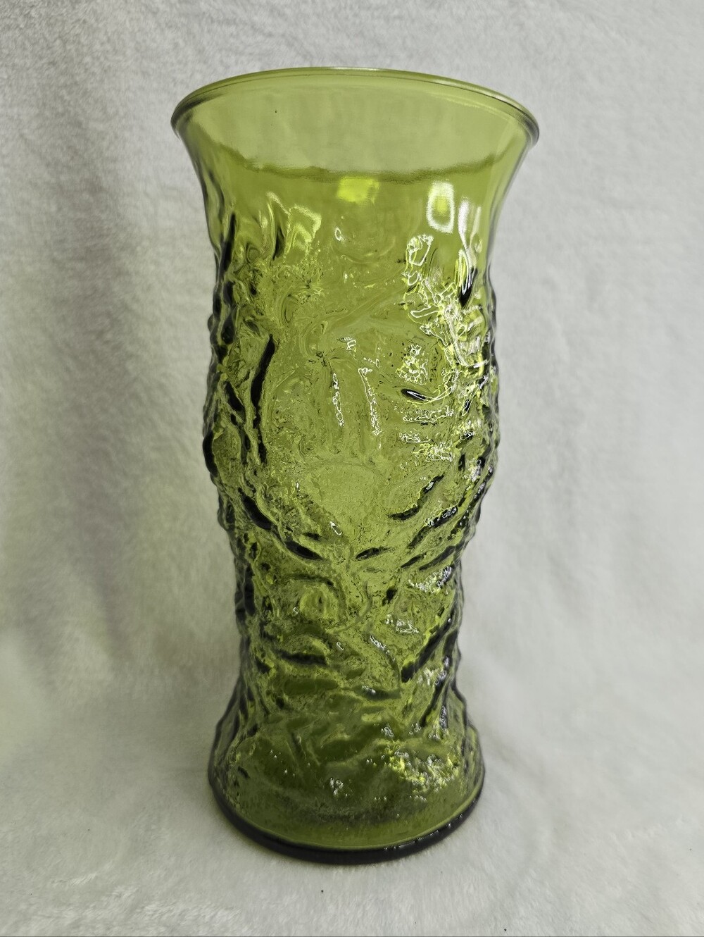 Vintage 60s EO Brody Cleveland USA Avocado Green Crinkle Vase, MCM